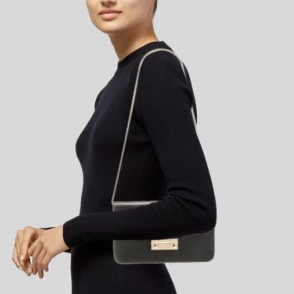 Furla Julia Saffiano Leather Chain Pochette Black - Picture 2 of 7